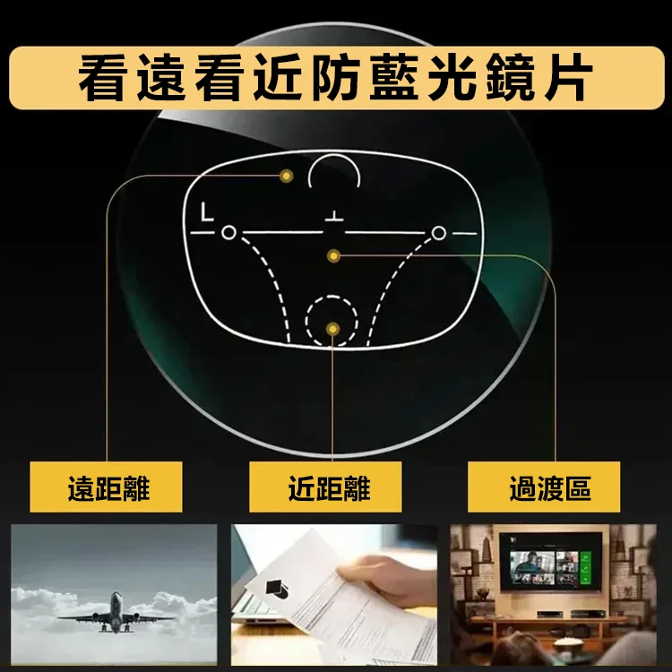 智慧變焦中老年防藍光老花鏡 一體成型，防藍光抗疲勞，戴多久都不累